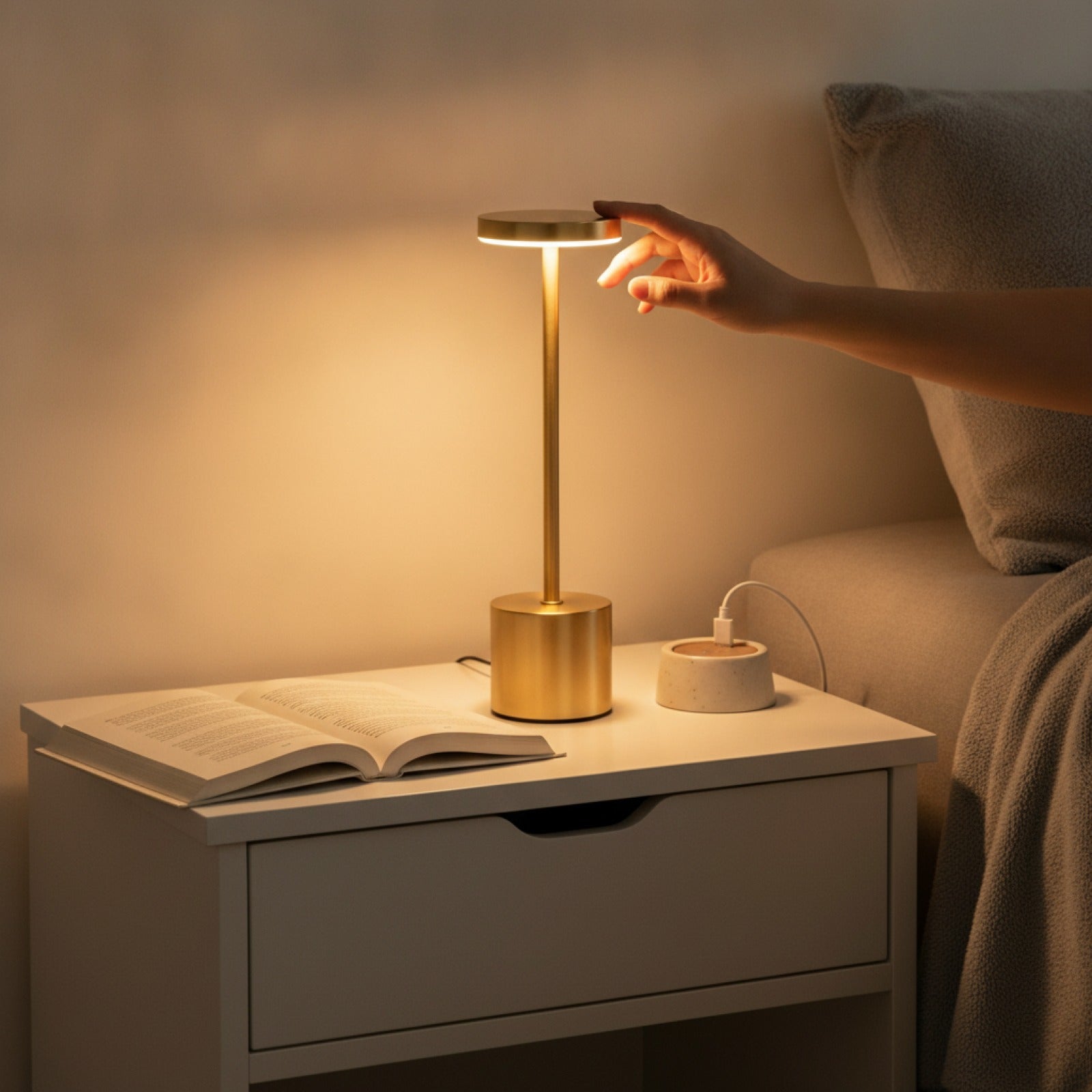 Lampe de Table LED Tactile Rechargeable USB - Veilleuse Portable Sans Fil